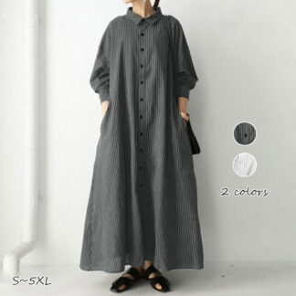 ワンピース レディース 夏 きれいめ シャツワンピース 半袖 春 秋物 長袖 ファッション 結婚式 Aライン ロング丈 Vネック お洒落 体型カバー シンプル 大きいサイズ