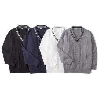 スクールセーター ユニセックス トップス レディース メンズ 秋冬 中学生 高校生 男子 女子 制服 セーター ニット スクールニット 学生 Vネック 配色 ベーシック オーバーサイズ ゆっ