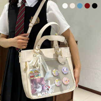 痛バッグ 2way トートバッグ レディース 鞄 痛バ A4 a4 カバン 透明 クリア ガールズ ハンドバッグ ビニールバッグ ヲタバ トート ビニール 缶バッチ クリアバッ バッグ