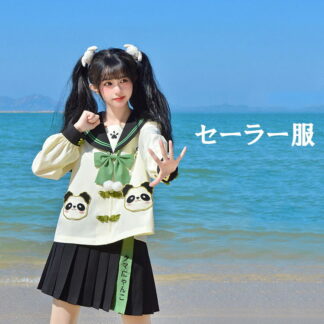 セーラー服 トップス レディース パンダ 緑 スクールウェア コスチューム 可愛い 学園祭 文化祭 コスプレ