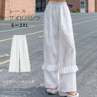 ペチパンツ レース刺 レディース パンツ ペチコート ボトムス インナー レイヤード 重ね着 レース ズボン ロング 体型カバー ゴム ワイド レイヤードパンツ 涼しい 白 春 夏 ワ 大きいサイズ