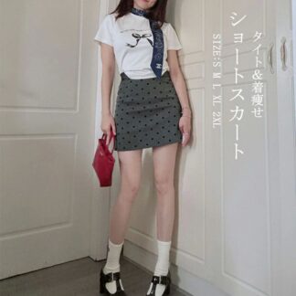 ショートスカート レディース 春 夏 ドットスカート ショート Aライン ボトムス スカート ドット 台形 タイトスカート ハイウエスト Aラインスカート ミニスカート ファッション 膝上丈 ミ