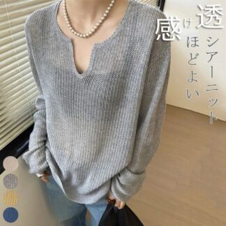 ニット シアー メッシュ レディース サマーニット 透け感 シアートップス トップス プルオーバー 春 夏 スキッパー ドロップしショルダー シースルー ニットソー ゆったり きれいめ カジュア