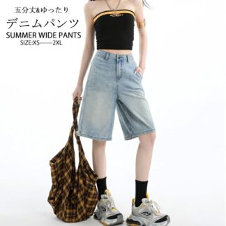 デニムパンツ レディース 五分丈 夏 大きいサイズ ワイド ガウチョパンツ 春夏 ハーフパンツ ストレート パンツ ボトムス デニム ワイドパンツ ジーンズ キュロット ズボン ロングパ