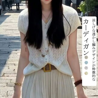 カーディガン レディース 半袖 薄手 夏 透かし編み シアー 半袖カーディガン サマーニット 春 羽織り UV 紫外線対策 ゆったり トップス ニット Vネック 前開 アウター