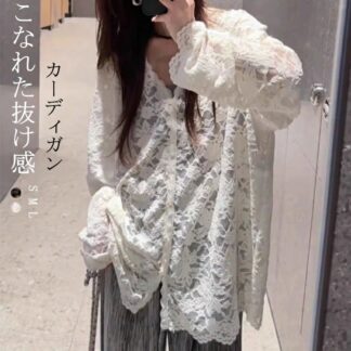 透かし編み カーディガン 夏 レディース レース パーカー ニットトップス 春夏 レースパーカー 薄手 羽織 トップス ニット Vネック 透け感 透かし編みカーディガン 長袖 u 重ね着