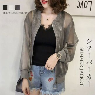 アウター ブルゾン ジャケット レディース グレー シルバー 春 夏 秋 長袖 透け感 シアー 華やか お洒落 華やぐ大人のシアグリッター エレガント