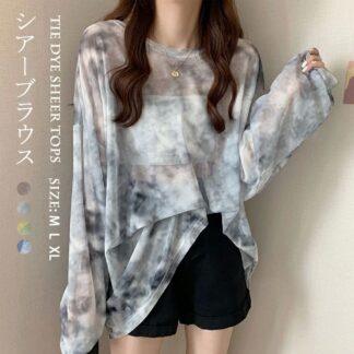 シアーシャツ 柄 ブラウス シアー レディース 透け感 シアートップス シアーブラウス 総柄 大きいサイズ チュニック レイヤード シースルー トップス シャツ 長袖 重ね着 ロング丈 カジ