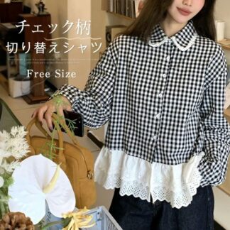 シャツ チェックシャツ 切り替え ブラウス レディース チェック柄 Tシャツ ボタンあり 夏 春 秋 トップス おしゃれ 体型カバー 大人 大きいサイズ ゆったり カジュアル リゾ シンプル