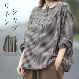 シャツ チェックシャツ 切り替え ブラウス レディース Tシャツ 夏 春 秋 トップス おしゃれ 体型カバー 大人 大きいサイズ シンプル カジュアル リゾート 旅行 ゆったり