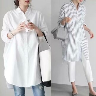 シャツ チュニック ドルマン レディース 透け感あり ブラウス ロング 夏 春 秋 ミディアム丈 ロングシャツ おしゃれ 七分袖 チュニック丈 大人 無地 シアーシャツ