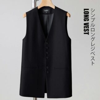 ロングジレ ロングベスト 春 レディース ジレ ベスト ジレンチ ロング丈 ノーカラー 黒 フォーマル セレモニー ノースリーブ トップス アウター 羽織り 重ね着 フォーマルベスト 黒フ