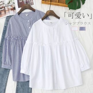 チュニックシャツ 7分袖 白シャツ レディース シャツ 夏 七分袖 シャツブラウス チュニック 薄手 ホワイトシャツ 秋 トップス 羽織り フリル ゆったり ドルマンスリーブ 無地 ギャザー