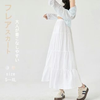 フレアスカート Aライン レディース ロングスカート スカート ボトムス マキシスカート マキシ丈 ロング ワイド マキシ カジュアル 体型カバー 抜け感 春 夏 痩せ見え 無地 普段着 ウ