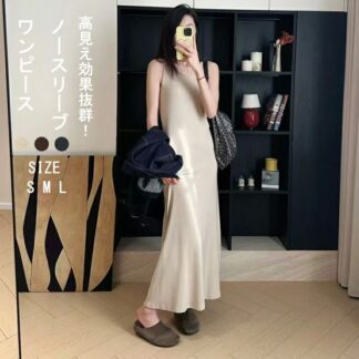 キャミソールワンピース レディース ワンピース tシャツワンピース ロングワンピース マキシワンピース 袖なし 夏 ロング丈 夏ワンピース インナーワンピ ラウンドネック 大きいサイズ ロングワンピ