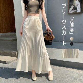 プリーツスカート レディース ロング Aライン スカート ロングスカート フレアスカート ボトムス ロング丈 マキシスカート 春夏 ミモレ丈 ウエストゴム ハイウエ プリーツ