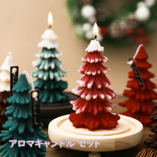 クリスマス キャンドル クリスマスツリー型 2点セット もみの木型 ろうそく 飾り アロマ セット オーナメント 装飾 雰囲気作り 部屋 お店 店舗 かわいい おしゃれ 蝋 室内