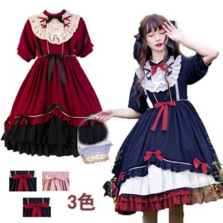 ハロウィン コスプレ 仮装 衣装 コスチューム レディース ワンピース アニメ cosplay 日系 ロリータ ドレス リボン 少女 可愛い ロリータワンピース 二次元衣装