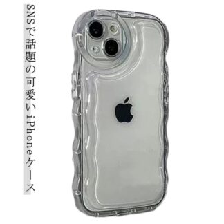 透明 クリア iPhoneケース うねうね なみなみ iphone15 plus iphone15pro max iphone14 韓国 シリコン 耐衝撃 スマホケース ウェーブ クリアケー