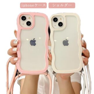 クリア iPhoneケース おしゃれ ショルダー ウェーブ うねうね なみなみ 携帯 ケース なみなみスマホケース ストラップ付き iphone14 iphone13pro max ipho