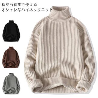 セーター メンズ タートルネック 無地 紳士服 リブニット リブ編み 大きいサイズ 秋冬 ニット 長袖 スリム カジュアル 暖かい 通学 おしゃれ 防寒 シンプル トップス 通勤 ハイネ 清潔感