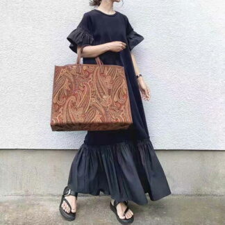 ロングワンピース レディース 夏 ワンピース 半袖 ブラック きれいめ プリーツ袖口 無地 韓国 ファッション ゆったり ウェスト 結婚式 Aライン 体型カバー お洒落 可愛い 黒 痩せる