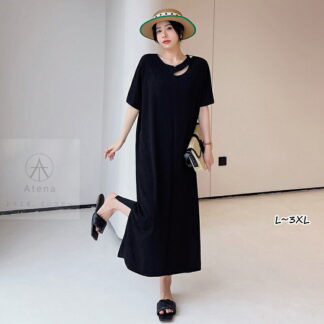ロングワンピース きれいめ レディース 半袖 夏 春 秋 膝丈 大人 マキシ丈 Tシャツ ワンピース 黒 ブラック シンプル マタニティワンピース ひざ下 膝下 大きめ コットン 綿 体型 上品