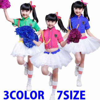キッズ チアダンス ダンス衣装 チアガール 衣装 体操服 チアリーダー 子供 ダンスウェア ヒップホップ 発表会 セットアップ ステージ衣装 女の子