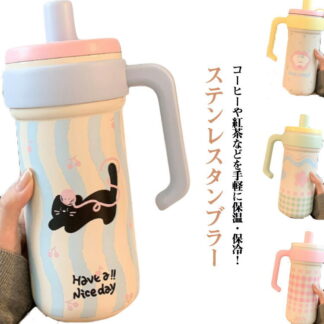 携帯便利 タンブラー 保冷 水筒 保温 1000ml 可愛い ストロー付きタンブラー 1L オフィス 大容量 ストロータンブラー ステンレス 洗いやすい かわいい 広口タイプ 運動会 キャ
