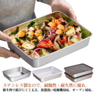 2点セット 保存容器 細長 ふた付 四角 ステンレス 角型 スリム ステンレス容器 ステンレスバット ストッカー フードコンテナ 冷蔵庫 作り置き フード おかずストッカー 重ねる