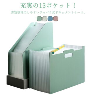 2個セット ドキュメントファイル ファイル収納ケース ファイル ドキュメントケース じゃばら レシート 13ポケット 仕切り A4サイズ 自立式 書類整理 領収書 収納 書類ケース