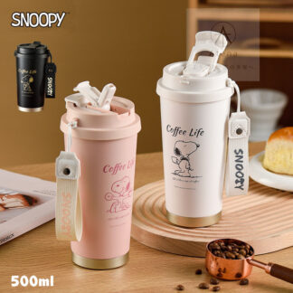 新色追加 スヌーピー 高品質 ストロー 水筒 子供用 大人用 キッズ 500ml ステンレスボトル 316L 保冷 保温ボトル 子ども こども ストロー付き コーヒー かわいい スケータ ダンプラー
