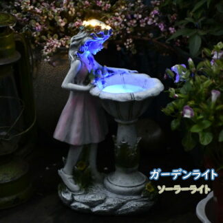 ソーラーライト ガーデンオーナメント ガーデンライト 置物 ガーデニング ガーデン 庭 屋外 玄関 階段 LED ソーラー 明るい 電池不要 樹脂製 工芸品 飾り プレゼント 可愛い