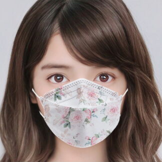 マスク 不織布 大きめ 小さめ 立体 効果 使い捨て 花柄 50枚セット おしゃれ 高密度フィルター 4層立体構造 メガネが曇りにくい きれいめ