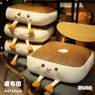 クッション 夏も対応 布団 両用 かわいい 座布団 腰当 癒し系 昼寝枕 トースト型 可愛い シートクッション チェアパッド 椅子用 オフィス用 四角形 正方形 腰痛対策 痔に 40×40