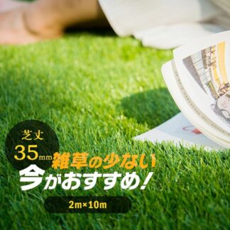 人工芝 ロール 2m×10m 芝丈35mm ピン47万本 平米高密度 42本つき 4色立体感 透水穴つき リアル ふかふか 高品質 高密度 抜けにくい 復元性 立体感 色落ちにくい