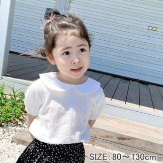 子供 半袖 シャツ 女の子 夏服 可愛い キッズ ブラウス 襟付き ベビー服 トップス 無地 普段着 通園 幼児 カジュアル 薄手 通学