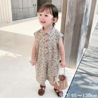 オーバーオール 繋ぎ 花柄オーバーオール カバーオール 韓国子供服 子供服 女の子 キッズ ベビー サロペット オールインワン 夏物 夏用 パンツ 総柄 ゆったり ノースリーブ