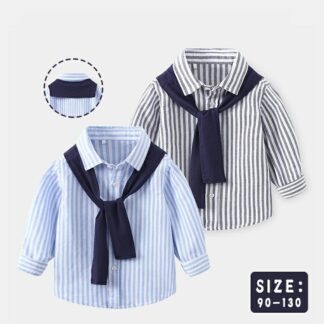 シャツ ジャケット 男の子 コート ストライプジャケット シャツジャケット tシャツ 長袖 重ね着 上着 重ね着風 春 秋 秋冬用 重ね着シャツ 男児 上品 通学 通園 カジュアル 着やせ