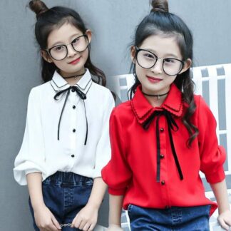 フォーマルシャツ 長袖シャツ 入学式シャツ 七五三 ブラウス 女の子 キッズ シャツ トップス おしゃれ 入学式 韓国子供服 結婚式 ファッション感 卒業式 女児 カジュアル 卒園式