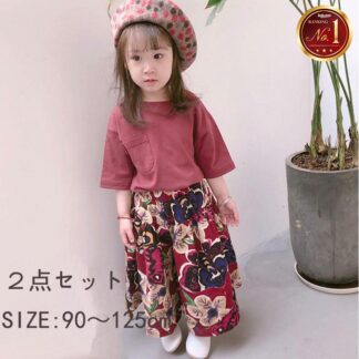 女の子２点セットキッズ ベビー服 セットアップ 夏服 子供服 上下セット 蝶柄 ガウチョ ワイドパンツ tシャツ 女の子 秋 春 おそろい 洋服 オシャレ ジュニア