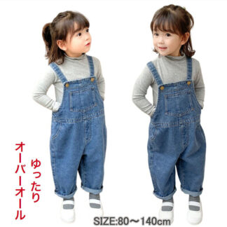 オーバーオール 子供服 デニムオーバーオール ゆったり 女の子 男の子 キッズ ベビー サロペット オールインワン 仮装 ミニオンコーデ シンプル 80cm 100cm 110cm 120c