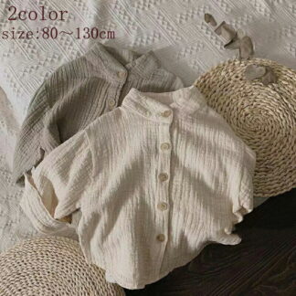 キッズ 子供服 ベビー服 トップス シャツ カジュアル 男女兼用 春夏 ゆったり 長袖 薄手 2色80-130 可愛い