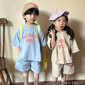子供服 キッズ 上下セット 半袖 かわいい 女の子 男の子 セットアップ 可愛い 兄妹お揃い 英字プリント tシャツ パンツ 夏服 赤ちゃん ベビー服 ジュニア カジュアル 子供 キ 子ども服