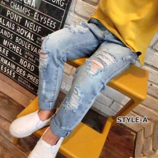 韓国子供服 ジーンズ 新作 学生 デニムパンツ 女の子ジーンズ デニム キッズ用 こども服 ダメージジーンズ 子供服 女の子ボトムス ジーンズ100cm 110 ロングパンツ