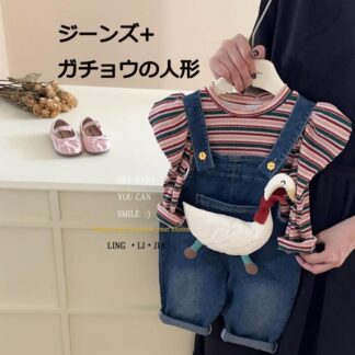 春秋着 韓国こども服 ガチョウ羽+ デニム サロペット レジャー 部屋着 子供服 おしゃれ オシャレ キッズ 可愛い 男の子 女の子 サロペット新作 卒業式 卒園式 入学式 通学