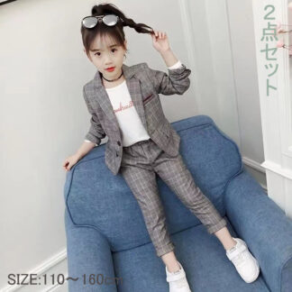 入学スーツ 女の子 入園スーツ 子供服 セットアップ フォーマルスーツ チェック柄 入学式 子供スーツ 春服 2点セット ジュニア キッズスーツ 上下セット入園式 卒業式 結 キッズフォーマル