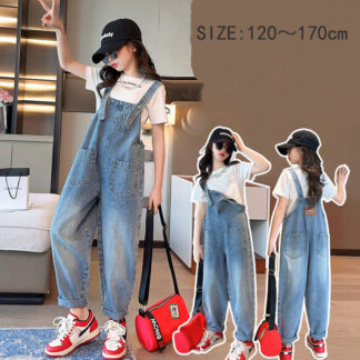 サロペット パンツオーバーオール子供服 キッズデニムサロペッ パンツ ジュニア ボトムス ロングパンツ 韓国サロペット 長ズボン キッズ韓国女の子 男の子120 130 150 160 170