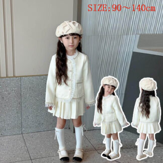 入学式 スーツ 女の子 卒園式 ジャケット スカート アイボリー 小学生 スカートセットアップ 春 秋 子供服 ガールズ 結婚式 七五三 お誕生日 幼稚園90 100 発表会