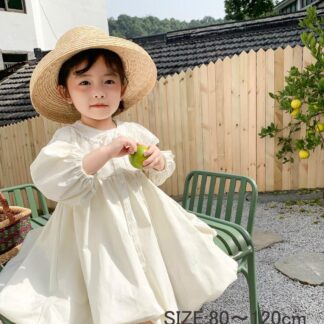女の子 キッズ ベビー服 ワンピース 長袖 無地 レトロ 大人っぽい カジュアル 子供服 春 秋 かわいい ドレス 発表会 ジュニア セレモニードレス プリンセス お祝い 結婚式 お宮参り